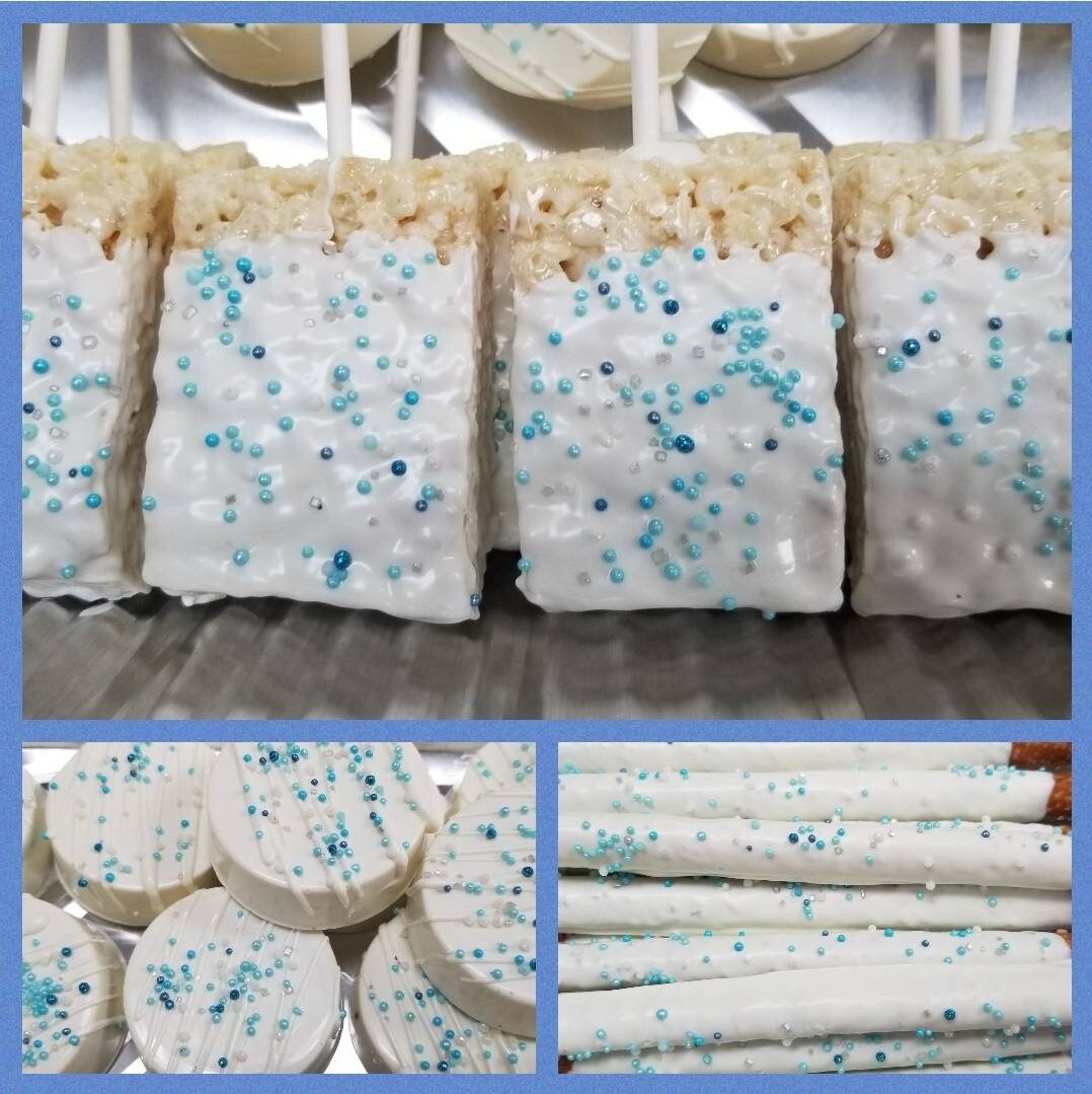 Edible Blue Baby Shower Onesie Shaped Candy SprinklesEdible Cake