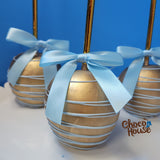 Gold candy apple / baby blue drizzle . Chocolate candy apple  10 pieces