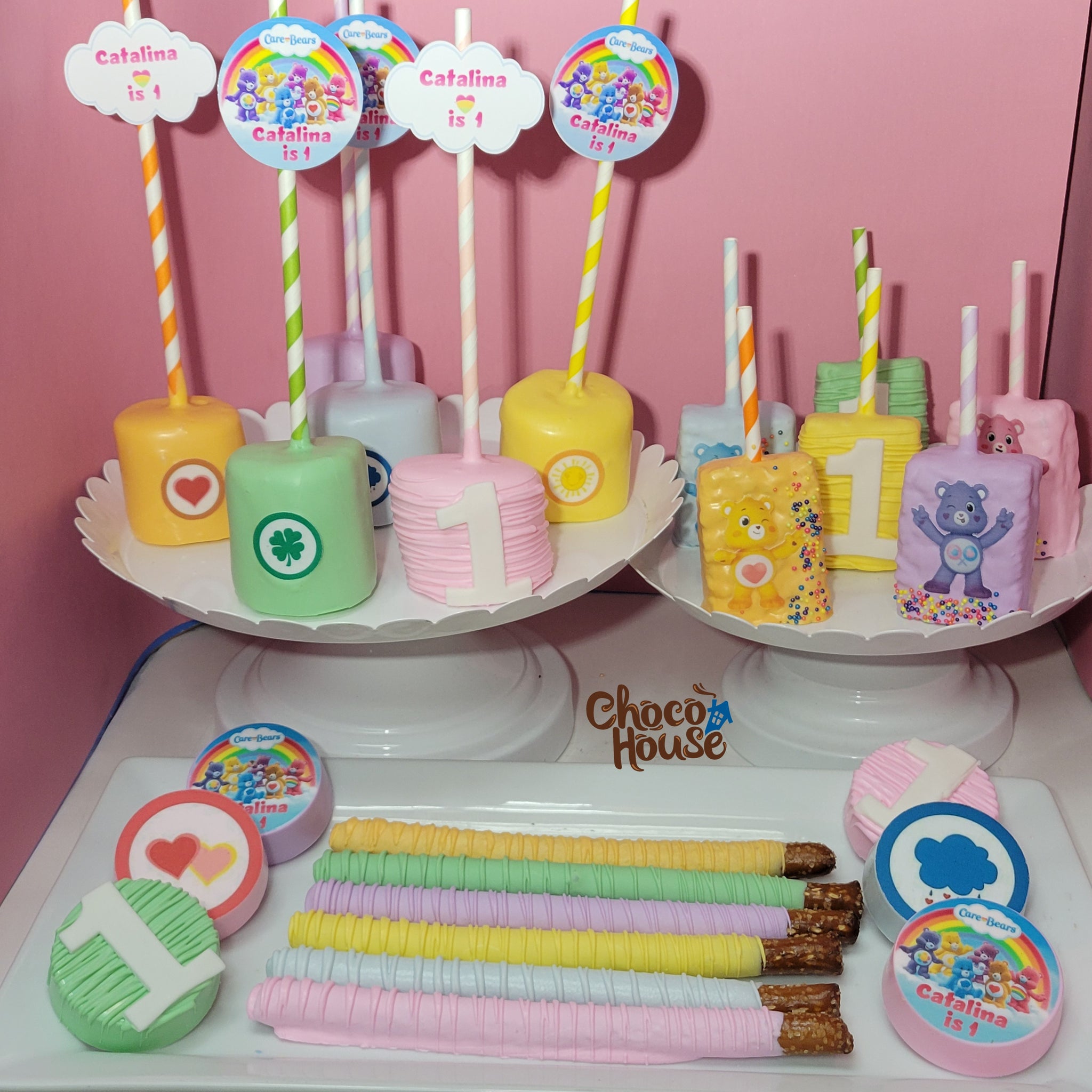 Care bears inspired Party favors rainbow pastel colors Candy table tre –  Choco House By Laura