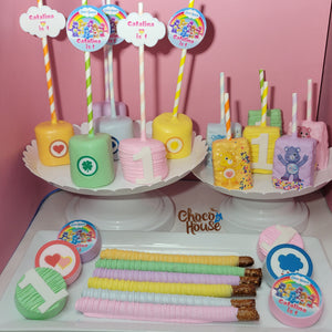 Care bears inspired Party favors rainbow pastel colors Candy table treats. 48 pieces