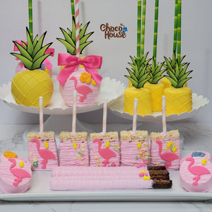 Hawaiian themed party treats bundle. Flamingo and Pineapple . 30 pieces