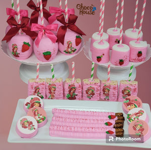 Strawberry Shortcake themed baby shower treats Birthday Party favors. 30 piezas