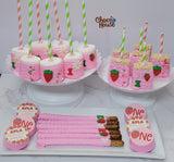 Berry first Birthday Party Strawberry themed party . First Birthday 48 pieces