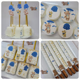 Teddy bear Baby Shower Teddy bear themed blue ballons Party treats bundle . Baby boy . Light blue. 48 pieces