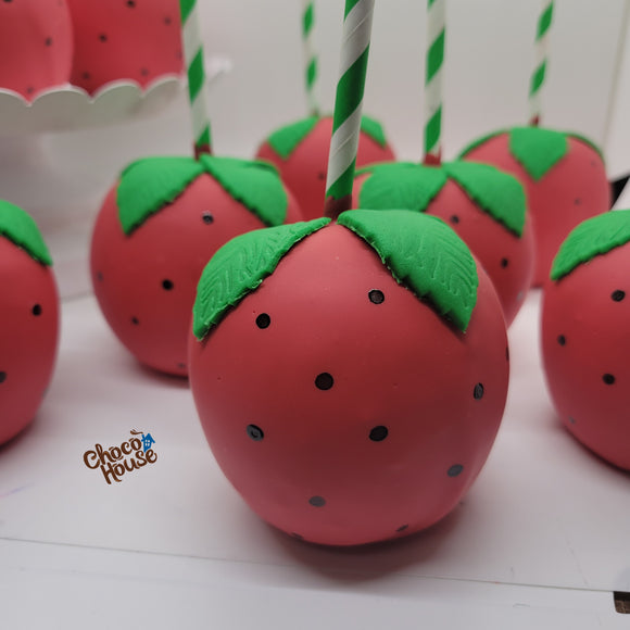 Strawberry chocolate candy apple. Berry first birthday theme. 10 apples.