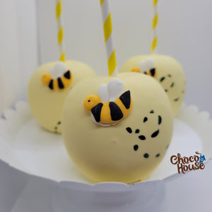 Bumble bee birthday theme, bee apple, bee decoration. First bee day. 10 apples.