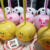 10pc Farm animals chocolate candy apples, candy table. Farm house animals. Cow pig chicken