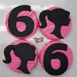 Barbie Doll Silhouette inspired themed treats bundle for candy table. 48 pc. Pink/black