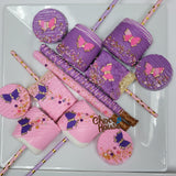 Butterfly themed treats bundle. Purple and pink and gold 48 pc.
