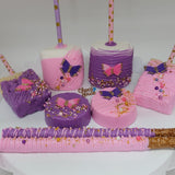 Butterfly themed treats bundle. Purple and pink and gold 48 pc.