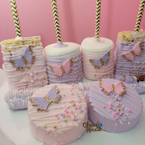 Butterfly themed treats bundle. lilac, pink and gold 48 pc.