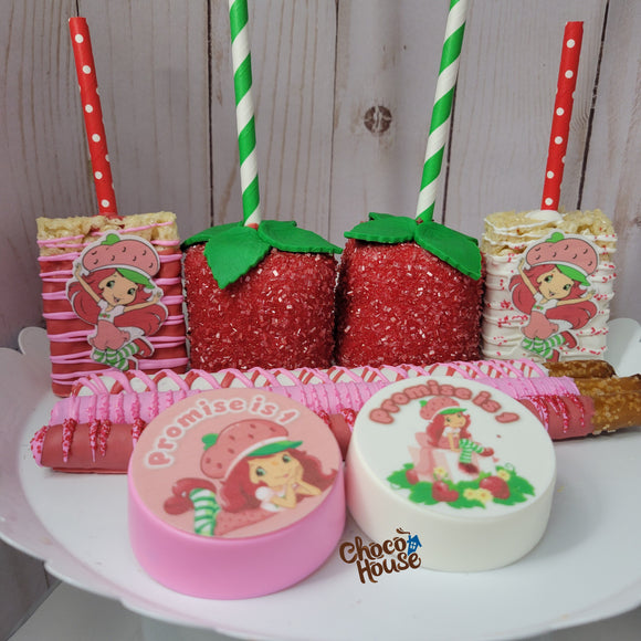 Strawberry Shortcake inspired themed treats bundle chocolate candy. Strawberry themed 48 ct.