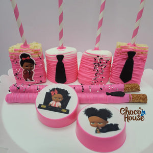 Boss Baby girl  inspired theme party favors . Chocolate treats. 48 pc.