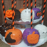 Halloween chocolate candy apples, Trick or treat.  candy table. 10 apples.