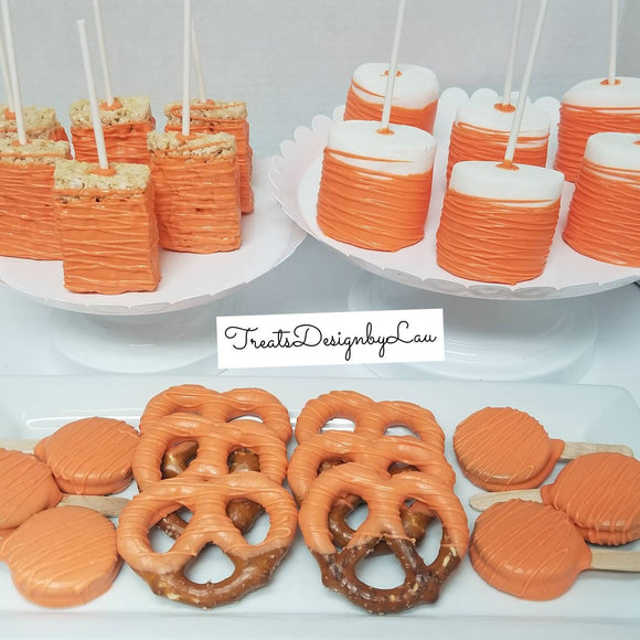 48p Orange color treats bundle candy table.