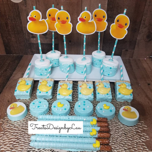 48 ct Baby Shower Rubber duck themed treats bundle for candy table.
