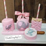 30 pc Baby Shower elephant themed treats bundle for candy table. light pink color