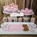 30 pc Baby Shower elephant themed treats bundle for candy table. light pink color