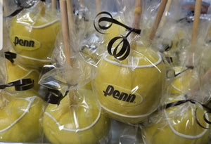 Tennis ball chocolate candy apples, candy table. Sport theme. 10 apples