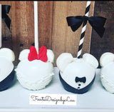 Mickey and Minnie mouse inspired Wedding chocolate candy apples, candy table. Bride and groom . 9 apples