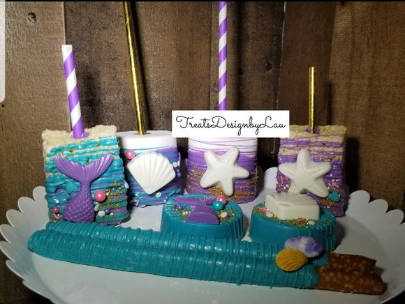 48 pc mermaid inspired themed treats bundle for candy table. Turquoise/purpule