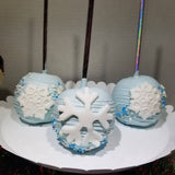 Winter Wonderland chocolate candy apples, candy table. Snowflakes themed. 10 apples