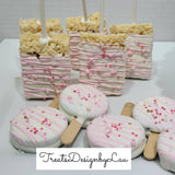 36 ct treats bundle candy table. White and Pink for Baby Shower, Birthday and more