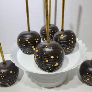 Chocolate candy apples/ Black and gold colors/ Wedding/Birthday/ Anniversary,  10 apples