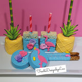 48 pc Flamingo and Pineapple themed treats bundle for candy table. 48 pc.