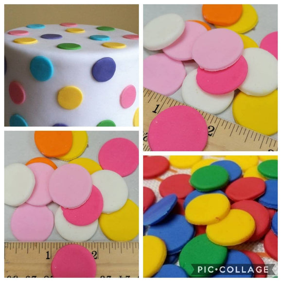 Fondant Polka dots for cake,  cupcake or treats toppers