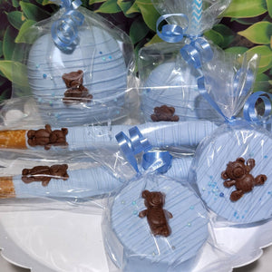 Teddy bear Baby Shower treats bundle. 30 pieces. Light blue.