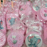Baby Shower elephant themed treats bundle for candy table. light pink color. Baby girl. 48 pieces