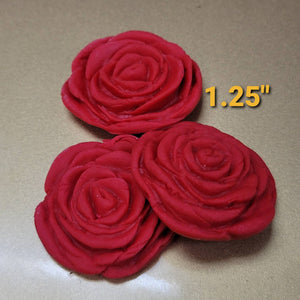 Set of 12 Fondant Roses. 1.25" .  Flowers for cupcake or treats toppers / Red fondant