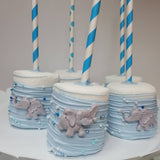 Baby Shower Elephant themed chocolate covered marshmallows 12 ct
