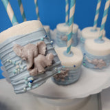 Baby Shower Elephant themed chocolate covered marshmallows 12 ct