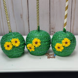10pc Sunflower candy apples, candy table.